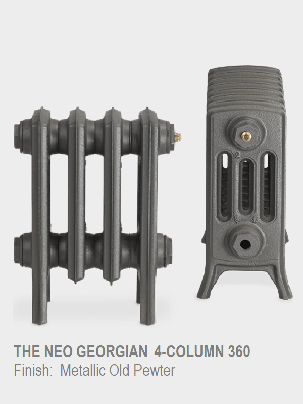 Neo Georgian 4-Column Cast Iron Radiator, 360 High, 4 Sections